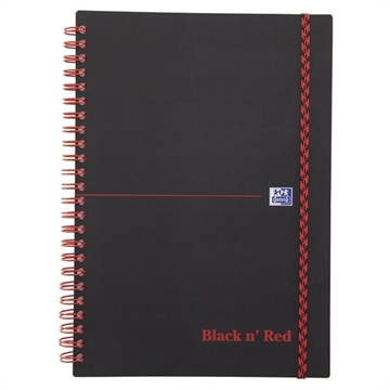 Notesbog Oxford Black n'Red A5 kvadreret PP 70ark Sort